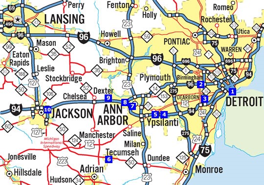 South East Michigan Map | Time Zones Map